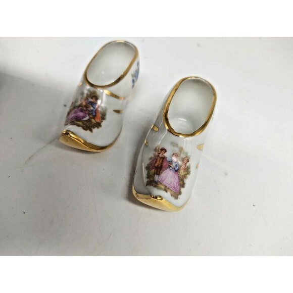LIMOGES FRANCE RARE MINATURE PORCELAIN SLIPPERS SET OF TWO - Picture 9 of 10